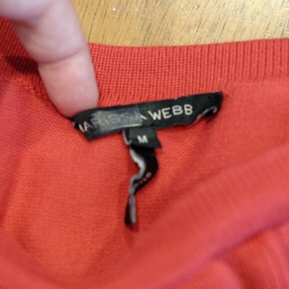 Marissa Webb Cropped Top Sz M Red Knit Cotton Blend Ruffles Coquette Date Night - Picture 8 of 10